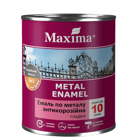 Емаль антикор гладка 3в1 Maxima 0,75кг сіра 33931