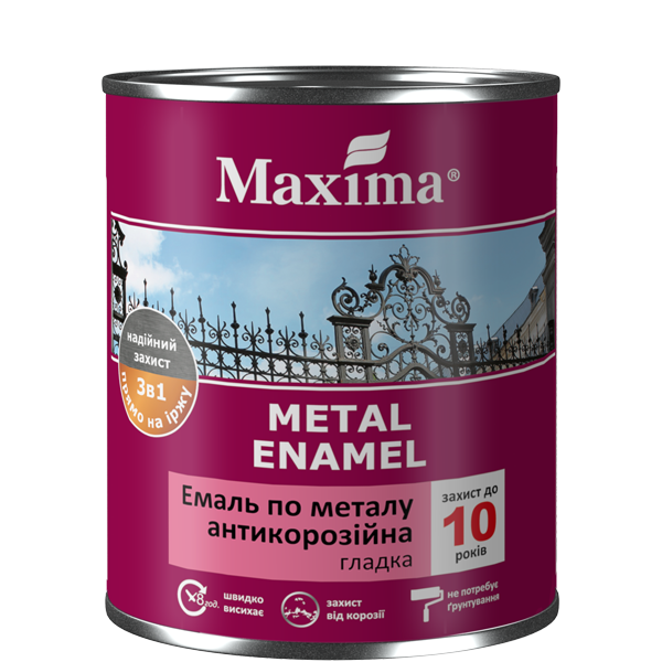 Емаль антикор гладка 3в1 Maxima 0,75кг сіра 33931