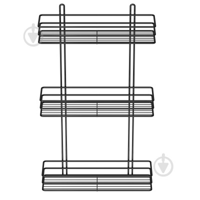 Поличка  в ванну чорна  3-ярусна 35см пряма  ПП 35333 71004 Україна