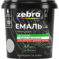 Емаль акрілова 0.7кг 10 біла ЗЕБРА 33670 ЗІП Україна