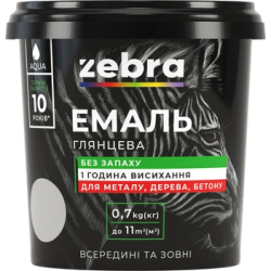 Емаль акрілова 0.7кг 10 біла ЗЕБРА 33670 ЗІП Україна