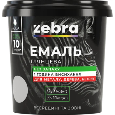 Емаль акрілова 0.7кг 10 біла ЗЕБРА 33670 ЗІП Україна