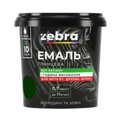 Емаль акрілова 0.7кг 38 темно-зелена  ЗЕБРА 33673 ЗІП Україна