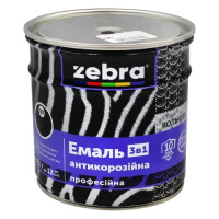 Емаль антикорозійна 3в1 чорна Кольчуга 33454 Zebra 0,70кг (р)