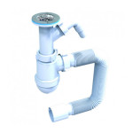 Сифон для умивальника з гнуч трубою 40/50 нерж. випуск з перелив. Fonte 77-509 27513