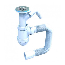Сифон для умивальника з гнуч трубою 40/50 нерж. випуск з перелив. Fonte 77-509 27513