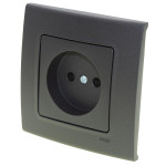 Розетка врізна одинарна б/з Viko Linnera Чорна глянець 87703