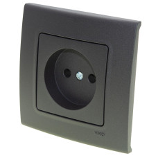 Розетка врізна одинарна б/з Viko Linnera Чорна глянець 87703