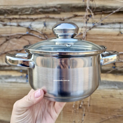 Каструля нерж 1,3л ZB з скло кришкою 72858