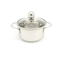 Каструля нерж А+2180 0,8л з скло кришкою 79922