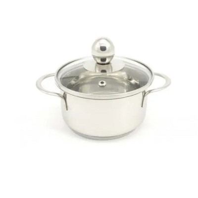 Каструля нерж А+2180 0,8л з скло кришкою 79922