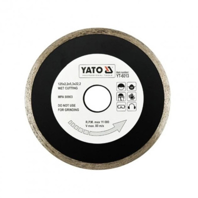 Диск алмазний для мокрої різки YATO 125х5,3 H=2,2mm 391262
