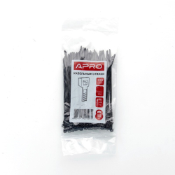 Хомут монтажний 4х300 (3,6х300) APRO Чорний 390875