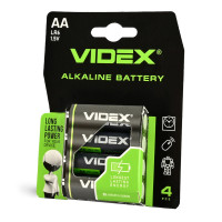 Батарейка Videx LR6 пальчик блістер АКЦІЯ(за 4шт) 69024