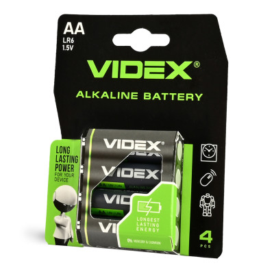 Батарейка Videx LR6 пальчик блістер АКЦІЯ(за 4шт) 69024