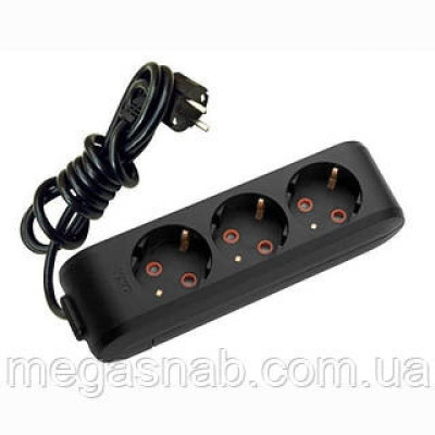 Подовжувач VIKO 3м 3 гнізда Турція з/з Чорний 83017