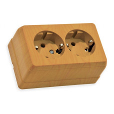 Розетка подвійна накладна з/з Multusan дуб 16А 47-21-22