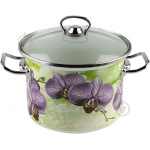 Каструля емаль 3л Орхідея скло кришка
