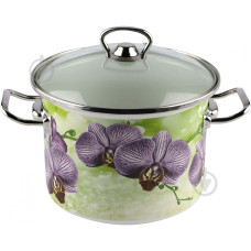 Каструля емаль 3л Орхідея скло кришка