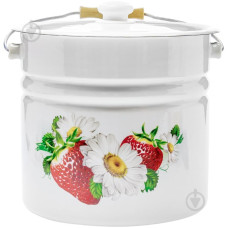 Відро-каструля емаль 12л Idilia біле з малюнком 152303 Україна