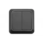 Вимикач накладний подвійний Luxel Чорний 2103 87622