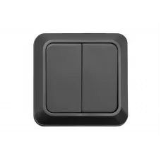 Вимикач накладний подвійний Luxel Чорний 2103 87622