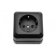 Розетка одинарна накладна з/з Luxel Чорний 2104 87624