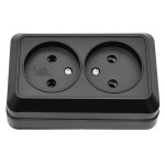 Розетка подвійна накладна кераміка Luxel Чорний 2107 Opera 68708