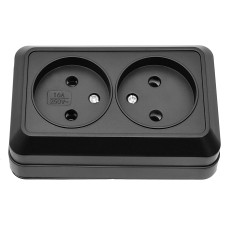 Розетка подвійна накладна кераміка Luxel Чорний 2107 Opera 68708