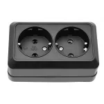 Розетка подвійна накладна з/з Luxel Чорний 2108 87625