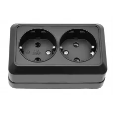 Розетка подвійна накладна з/з Luxel Чорний 2108 87625