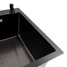 Мойка врізна PVD чорна HANDMADE HSB кв. сифон 70х50см 10170