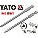 Набір насадок YATO TRI-WING квадрат 1/4 #2#4 L-100мм (за 1шт) 390538