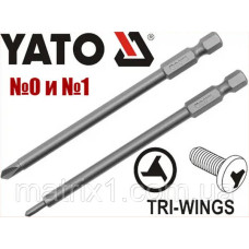 Набір насадок YATO TRI-WING квадрат 1/4 #2#4 L-100мм (за 1шт) 390538