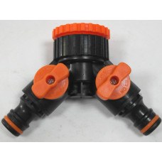Адаптор-трійник з 2-ма кранами/редуктором різьба 1 АР 1019