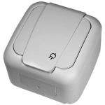 Розетка накладна одинарна з/з кришкою+вимикач сірий  Viko Palmiye 87092