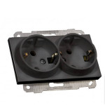 Механізи розетки подвійної з\з 16А Mutlusan чорний 47-05-55 87122