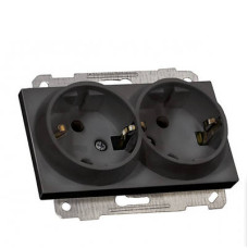 Механізи розетки подвійної з\з 16А Mutlusan чорний 47-05-55 87122