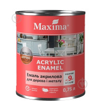 Емаль акрилова Біла 0,75л для дерева і металу 339992 Maxima Україна