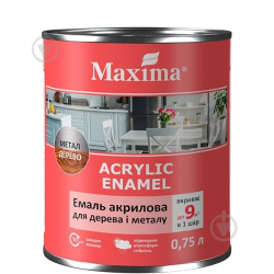 Емаль акрилова Біла 0,75л для дерева і металу 339992 Maxima Україна
