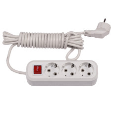 Подовжувач Люксел 5м 3 гнізда з вимикачем 83029
