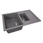 Мойка врізна гранітна №7850W подвійна 780х500 (Чорна) 10147