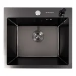 Мойка врізна PVD чорна HANDMADE HSB кв. сифон 78х50см права 10174