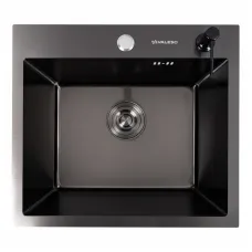 Мойка врізна PVD чорна HANDMADE HSB кв. сифон 78х50см права 10174