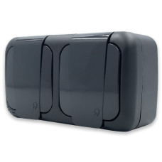 Розетка накладна подвійна з кришкою  Viko Palmiye 87093