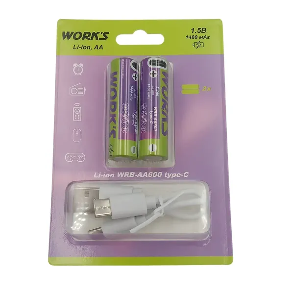 Батарейки акумуляторні Li-ion WRB-AA600 1480mah 2шт 68731