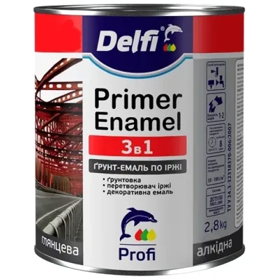 Грунт-емаль по іржі 3в1 графіт мат. Delfi 0,9кг. 33947