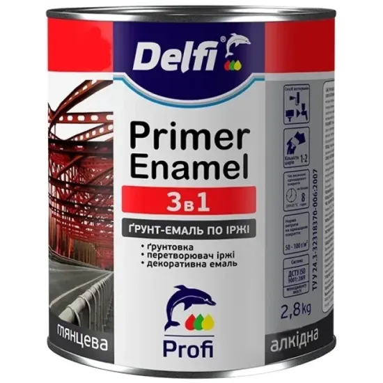 Грунт-емаль по іржі 3в1 графіт мат. Delfi 0,9кг. 33947