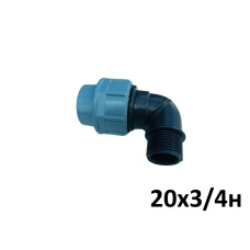 Коліно для труб ПВХ д20/(3/4) зовн. різьба