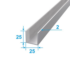 Кутник алюм П-подіб 3м 25х25х2 ПАС-1839 19288